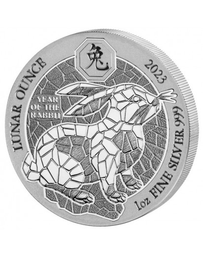 Ruanda 2023   Jahr des Hasen Lunar-Serie 1 oz Silber