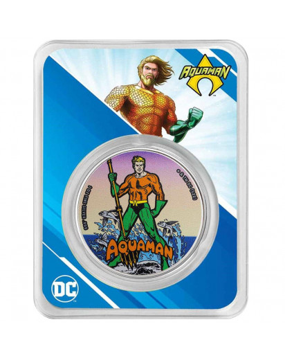 Samoa 2023 Aquaman  DC Comics  FARBE - Blister Silber 1 oz