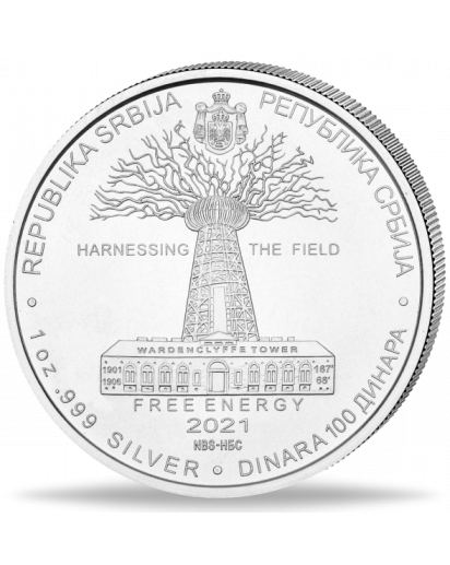 Serbien 2021 Nikola Tesla - Free Energy Silber 1 oz