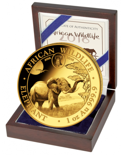 Somalia 2018   Elefant Privy  ANA  Gold 1 oz  Auflage 100 Stück 