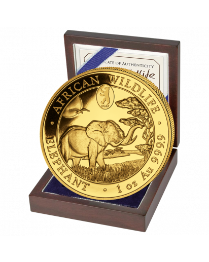 Somalia 2019   Elefant  WMF Privy Mark Berliner Bär  Gold 1 oz