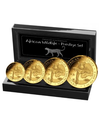 Somalia 2020  Leopard PRESTIGE - Satz Gold 4 Werte polierte Platte