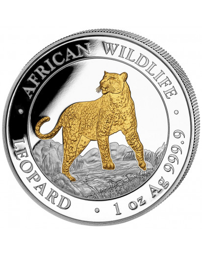 Somalia 2022  Leopard 1 oz Silber VERGOLDET