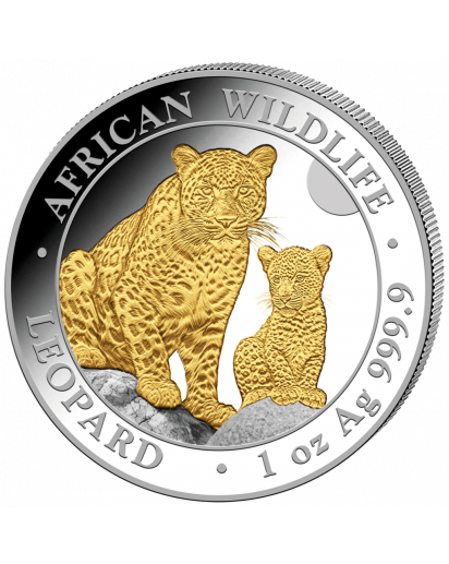Somalia 2024  Leopard 1 oz Silber  VERGOLDET