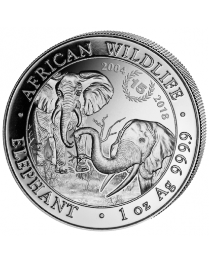 Somalia 2018   Elefant  15 JAHRE JUBILÄUM 1 oz Silber