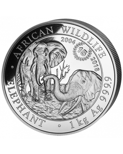 Somalia 2018   Elefant 15 JAHRE JUBILÄUM Silber 1 Kilo