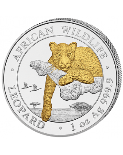 Somalia 2020  Leopard 1 oz Silber VERGOLDET