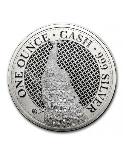 St. Helena 2020  Pfau - Peacock Serie Cash India Wildlife Silber 1 oz