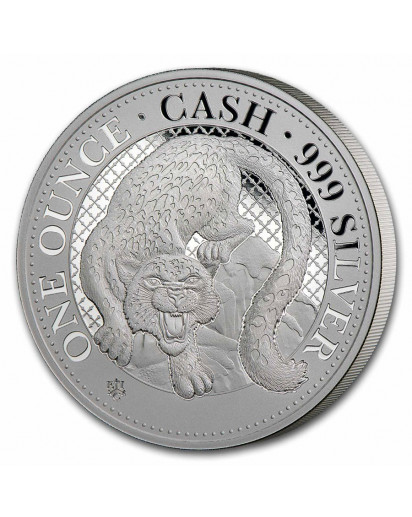 St. Helena 2024  SCHNEELEOPARD   Serie Cash India Wildlife Silber 1 oz  SNOW LEOPARD