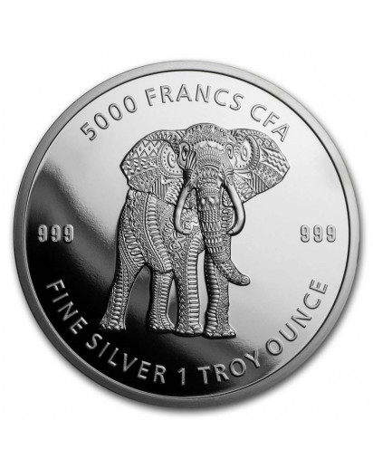 Tschad 2019  Mandala Elefant Silber 1 oz