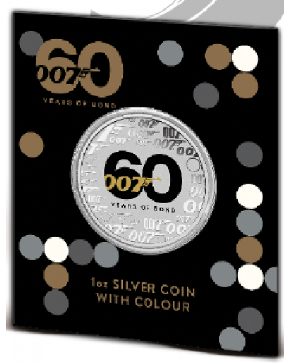 Tuvalu 2022  60 Jahre JAMES BOND 007  FARBE im Blister Silber1 oz