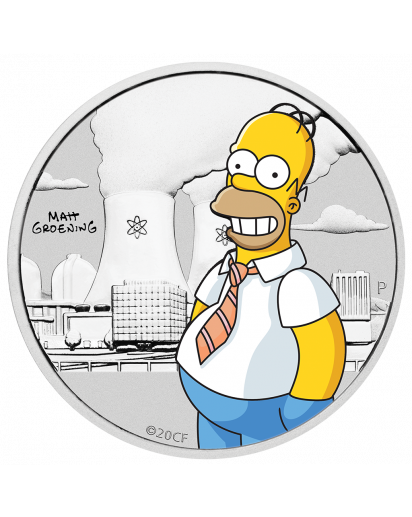 Tuvalu 2020  DIE SIMPSONS  - Homer Simpson Silber 1/2 oz st im Blister