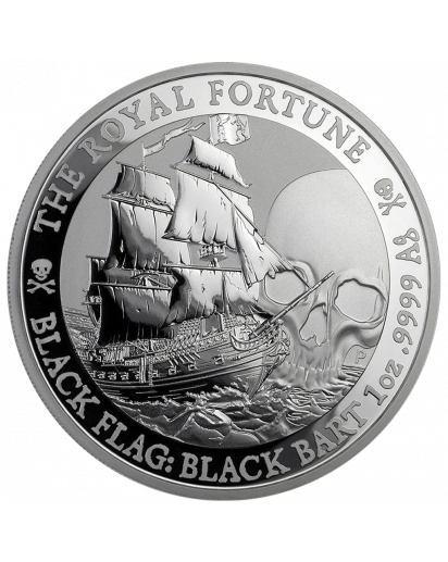 Tuvalu 2020  Black Flag  The Royal Fortune  Piratenschiff Silber 1 oz