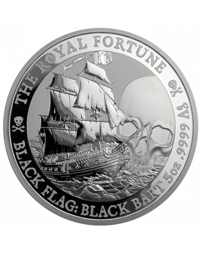 Tuvalu 2020  Black Flag  The Royal Fortune  Piratenschiff Silber 5 oz