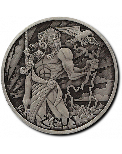 Tuvalu 2020  ZEUS - Gods of Olymp Silber 1 oz  Antik Finish