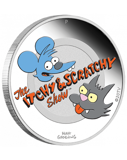 Tuvalu 2021  Itchy & Scratchy - Simpson Silber 1 oz  PP