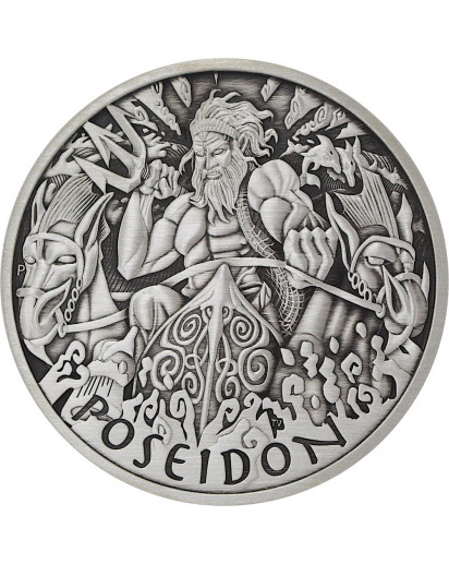 Tuvalu 2021  POSEIDON - Gods of Olymp Silber 1 oz  ANTIK FINISH