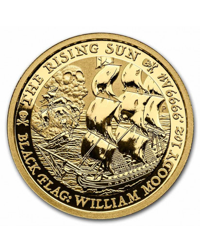 Tuvalu 2022   Black Flag  The Rising Sun Piratenschiff Gold 1 oz