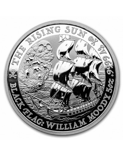 Tuvalu 2022  Black Flag  THE RISING SUN  Piratenschiff Silber 5 oz