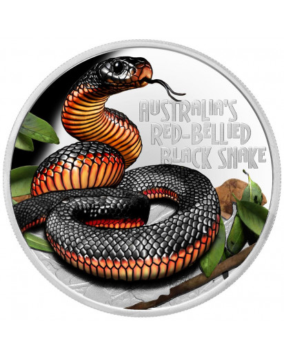 Tuvalu 2022  RED BELLIED BLACK SNAKE Rotbauch Schwarzotter Deadly & Dangerous Silber