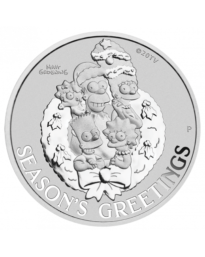 Tuvalu 2022  SEASONS GREETINGS - Weihnachtsgrüße Simpsons Silber 1 oz  