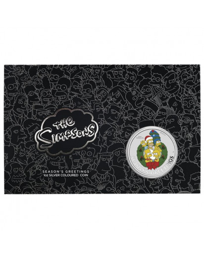 Tuvalu 2022  SEASONS GREETINGS - Weihnachtsgrüße Simpsons Silber 1 oz  BLISTER