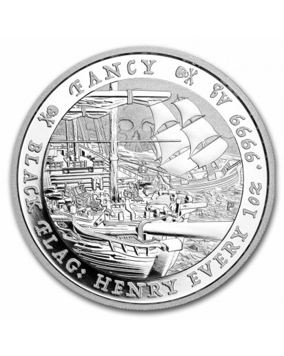 Tuvalu 2023  Black Flag  THE FANCY  Piratenschiff Silber 1 oz