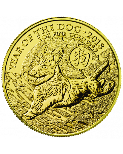 UK 2018 Jahr des Hundes Lunar Serie Gold 1 oz