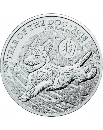 UK 2018 Lunar Jahr des Hundes  1 oz Silber