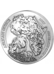 Ruanda 2017 Flusspferd 1 oz Silber