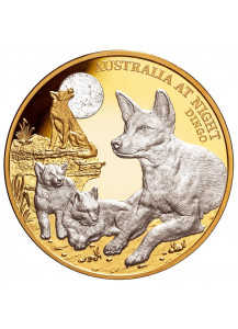 Niue 2021  DINGO Serie: Australien bei Nacht Gold mit Platin 1 oz  