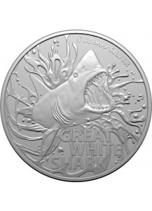 Australien 2022  GREAT WHITE SHARK Silber 5 oz Australias most dangerous