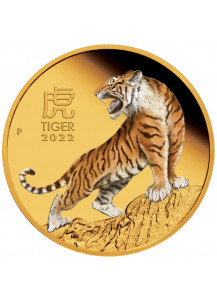 Australien 2022 Jahr des Tigers Lunar Serie III Gold 1 oz FARBE polierte Platte