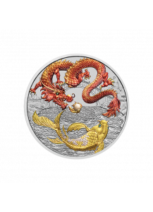 Australien 2023  Myths & Legends: RED DRAGON AND KOI   1 $ Silber 1 oz  Drachen Serie  