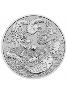 Australien 2023  Myths & Legends: DRAGON AND KOI   1 $ Silber 1 oz  Drachen Serie  