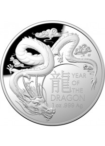 Australien 2024  RAM  Jahr des Drachen  Lunar - Serie Silber 1 oz PP gewölbte Prägung