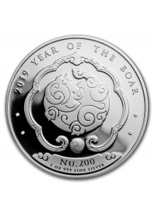 Bhutan 2019  Lunar Schwein Silber 1 oz