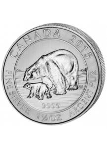 Canada 2015 Polarbär - Eisbär mit Jungen Silber 1 1/2 oz
