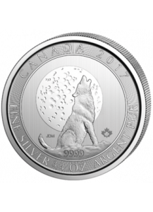 Canada 2017 Wolf mit Mond  - Grauwolf  Silber 3/4 oz