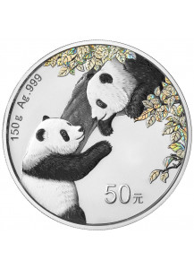 China 2023   Panda mit FARBE Silber PP  150 g  