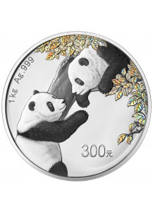 China 2023   Panda mit FARBE Silber PP  1 Kilo