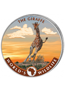 Congo 2019   GIRAFFE - World`s Wildlife Serie Silber FARBE 1 oz - Kongo