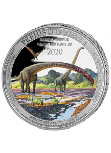 Kongo  2020 Mamenchisaurus - Dinosaurier FARBE Silber 1 oz    Congo