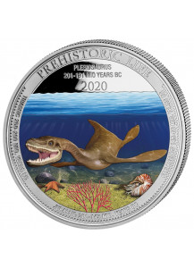 Kongo  2020 Plesiosaurus - Dinosaurier  Silber 1 oz  FARBE  Congo