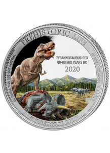 Kongo  2020 T-Rex  - Dinosaurier Tyrannosaurus Rex  Silber 1 oz  FARBE  Congo