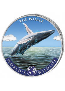 Congo 2020   THE WHALE - WAL - World`s Wildlife Serie Silber  FARBE  1 oz - Kongo