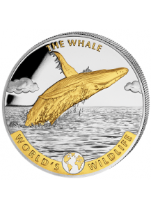 Congo 2020   THE WHALE - WAL - World`s Wildlife Serie Silber VERGOLDET  1 oz - Kongo