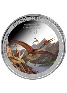 Kongo  2021  Quetzalcoatlus - Dinosaurier  Silber 1 oz FARBE  Congo