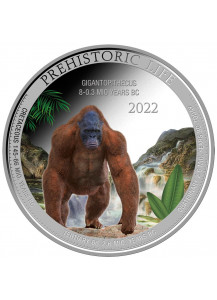 Kongo  2022 Gigantopithecus - Dinosaurier  Silber 1 oz FARBE  Congo