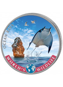 Congo 2023 ROCHEN  - Ocean Rays World`s Wildlife Serie Silber  FARBE 1 oz - Kongo